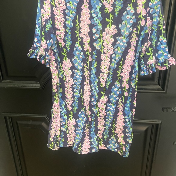 Lilly Pulitzer Floral Cotton 1/4 Sleeve Dress Navy/Pink Small - Picture 5 of 6